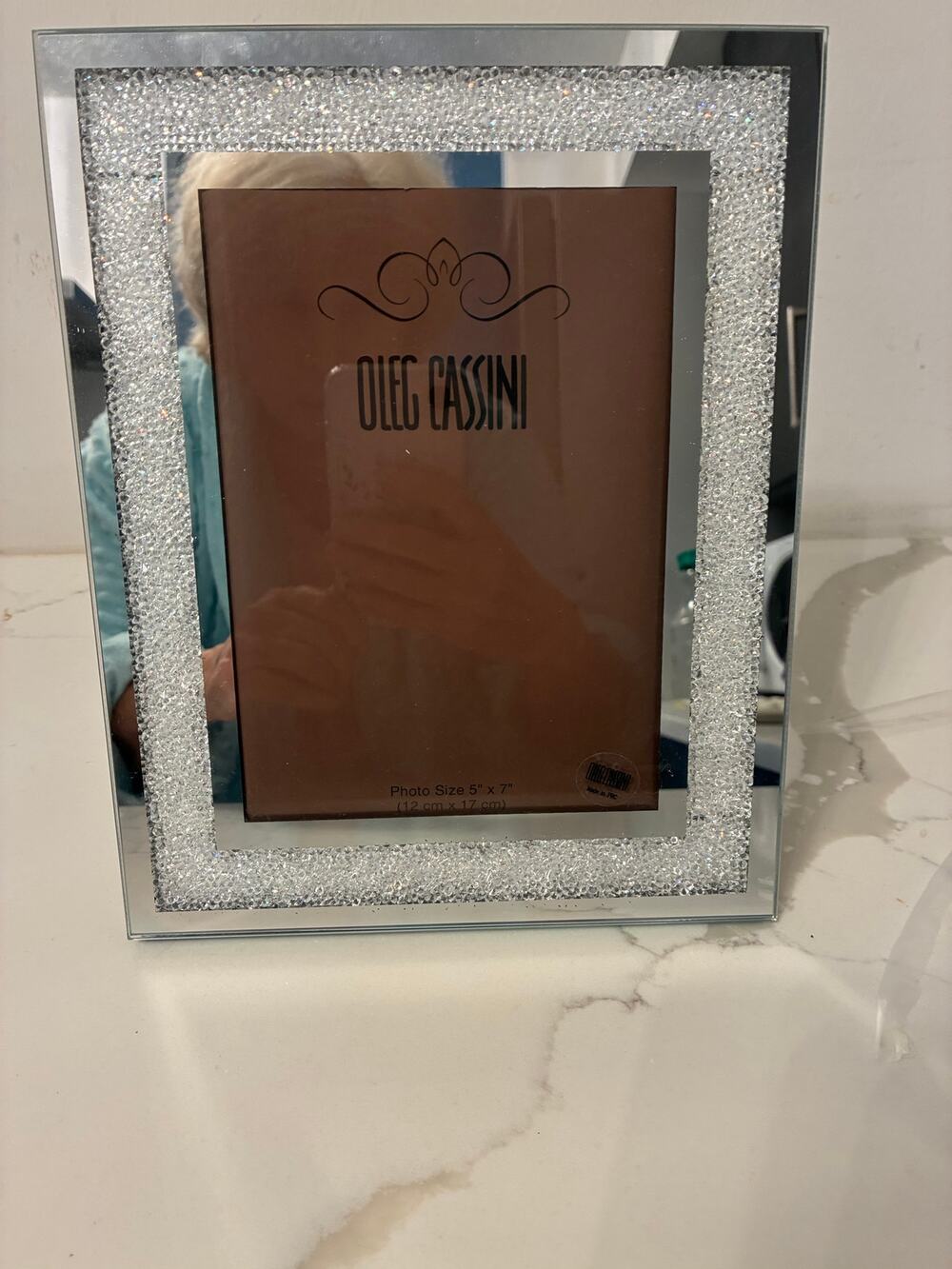 Oleg Cassini Crystal Diamond Picture Frame 5" X 7" Wedding Anniversary Gift NEW